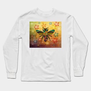 Bee and flowers boho design Long Sleeve T-Shirt